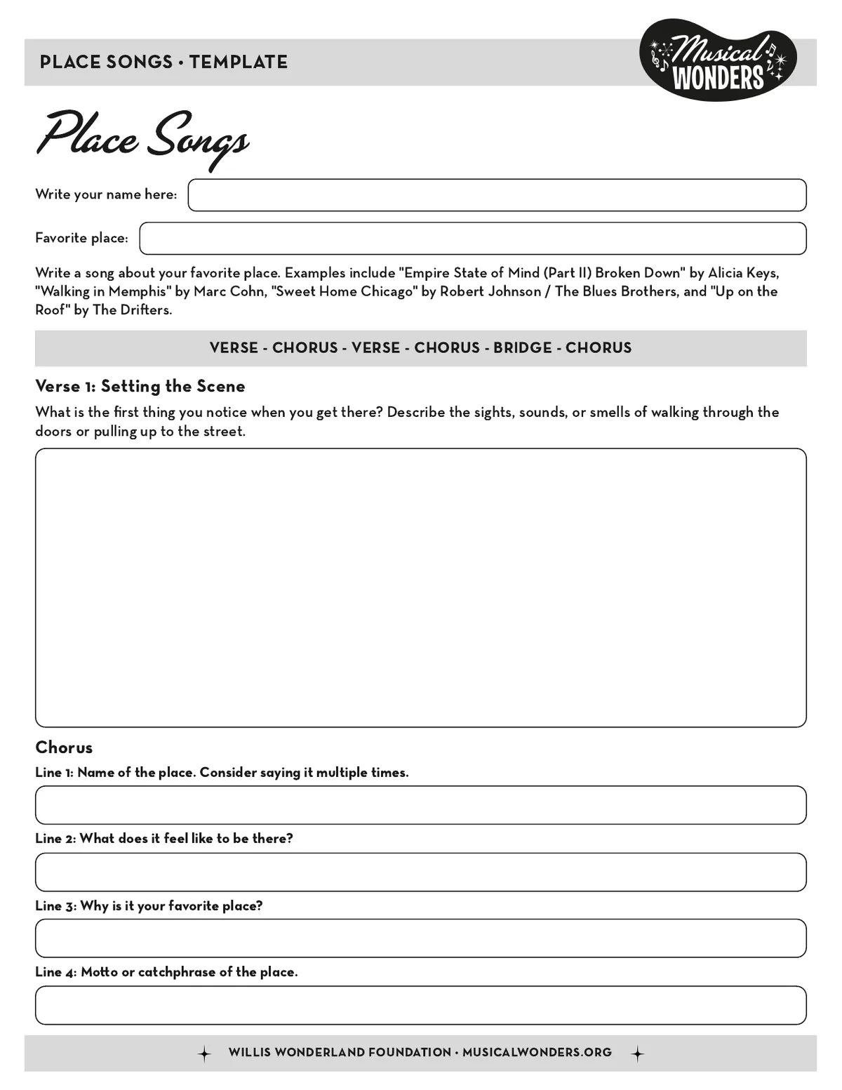 Preview of Place Songs