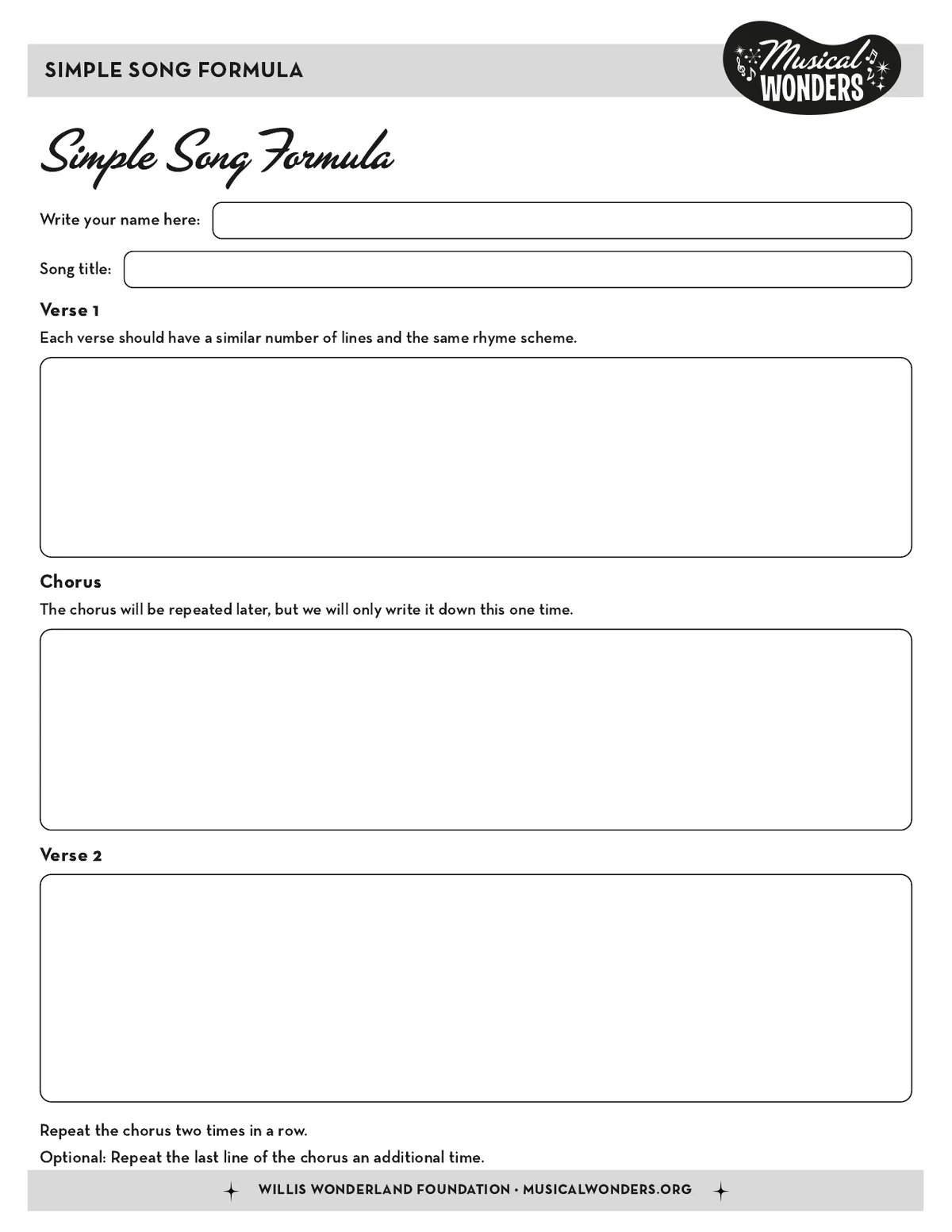 Preview of Simple Song Formula
