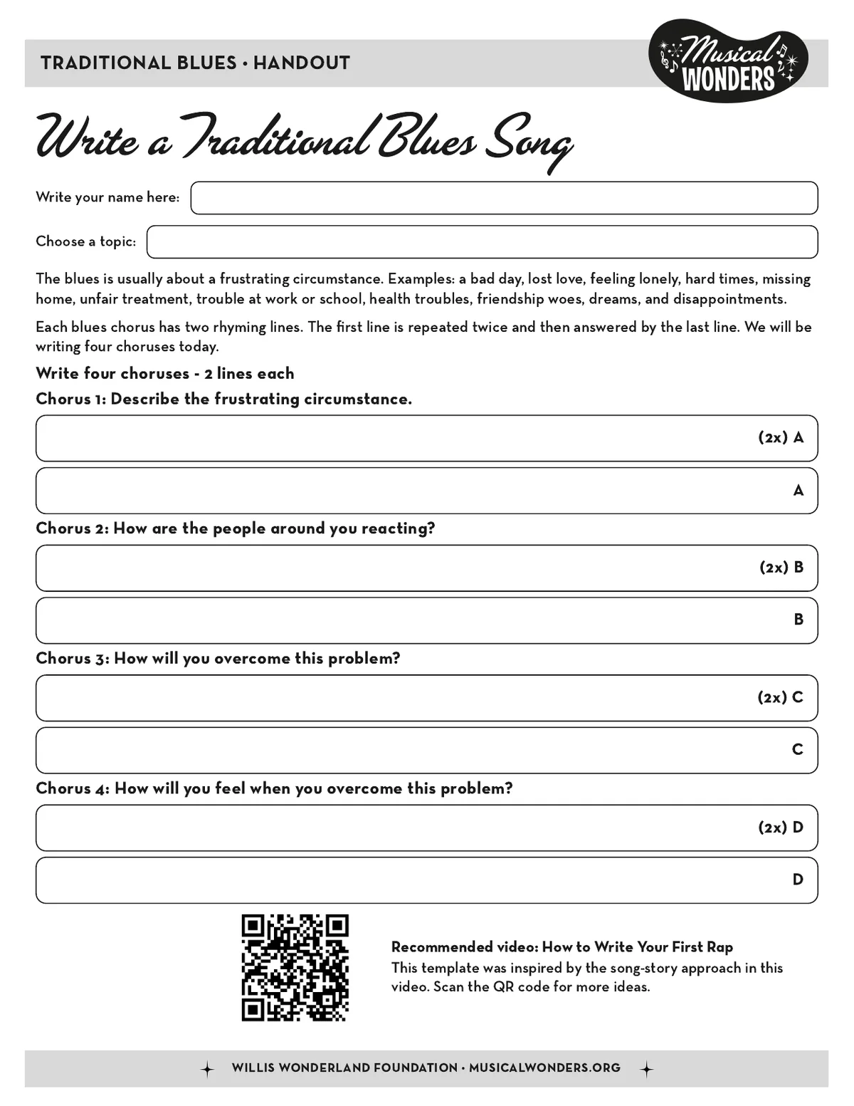 Preview of Writing a Traditional Blues Song